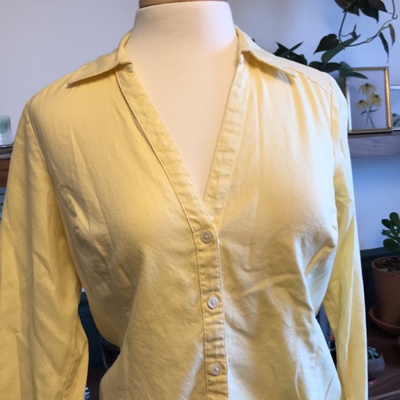 Ann Taylor yellow button-up work shirt - Picture 2 of 5